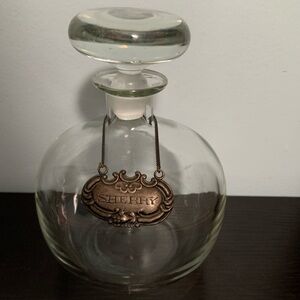 Sterling Sherry Tag on Clear Decanter
